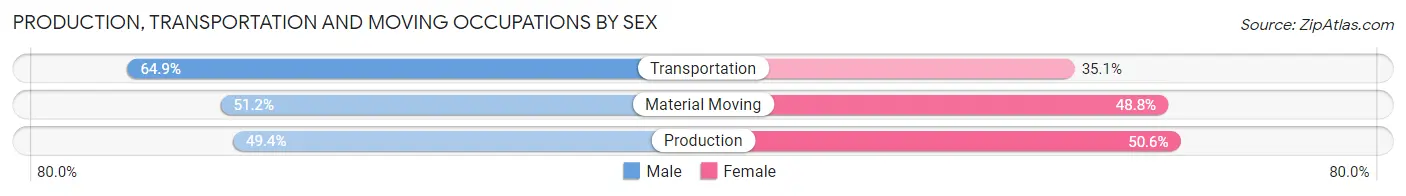 Production, Transportation and Moving Occupations by Sex in Zip Code 62049