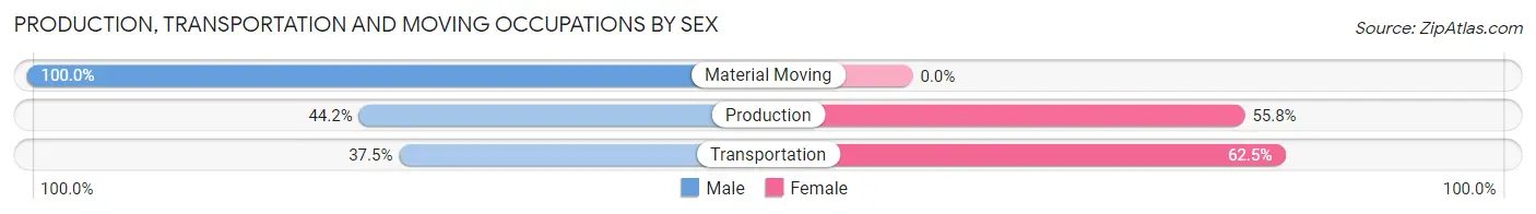 Production, Transportation and Moving Occupations by Sex in Zip Code 62205