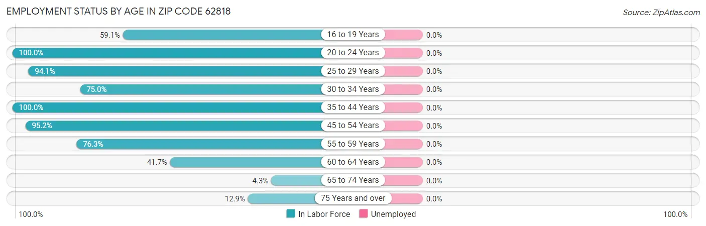 Employment Status by Age in Zip Code 62818