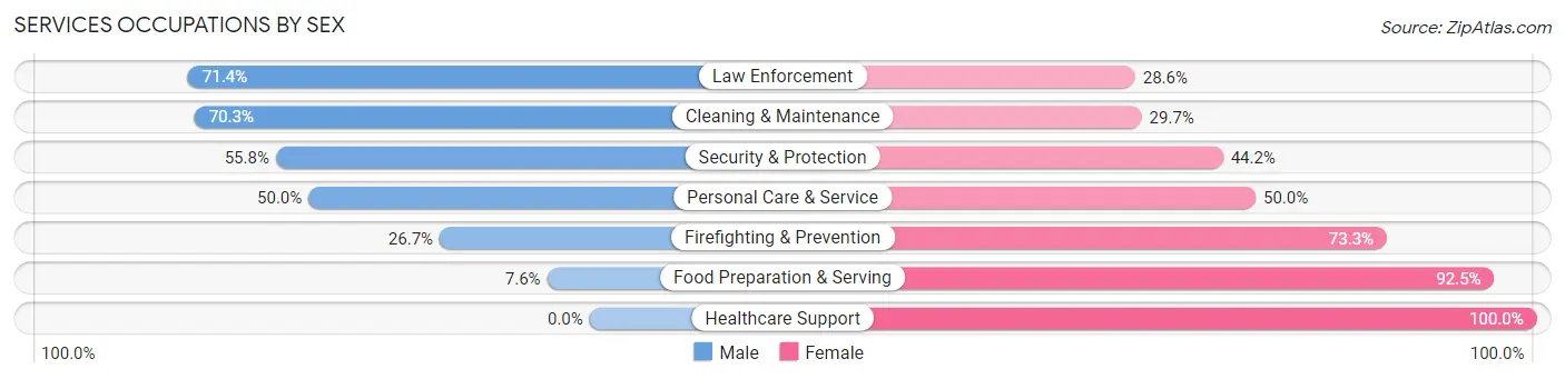Services Occupations by Sex in Zip Code 62870