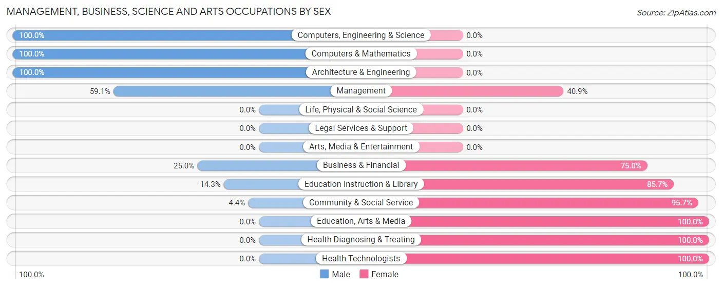 Management, Business, Science and Arts Occupations by Sex in Zip Code 62877