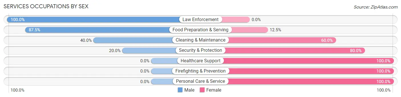 Services Occupations by Sex in Zip Code 62877