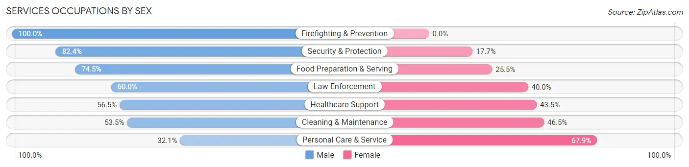 Services Occupations by Sex in Zip Code 62902