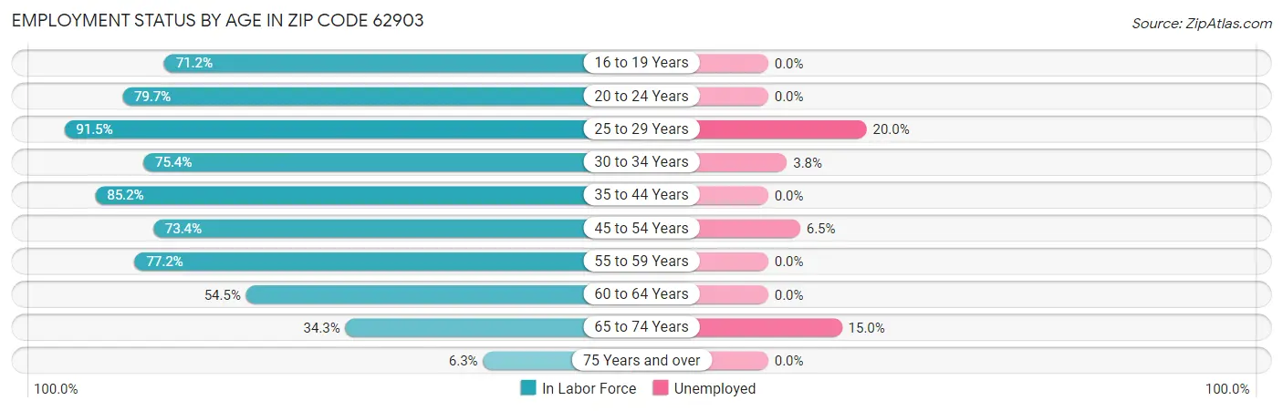 Employment Status by Age in Zip Code 62903