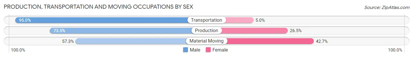 Production, Transportation and Moving Occupations by Sex in Zip Code 62918