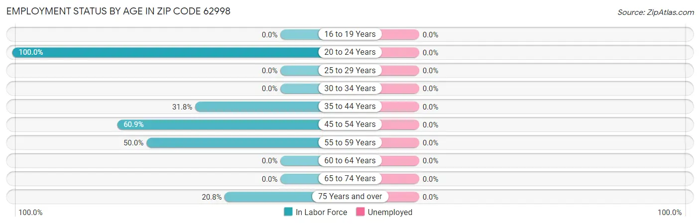 Employment Status by Age in Zip Code 62998