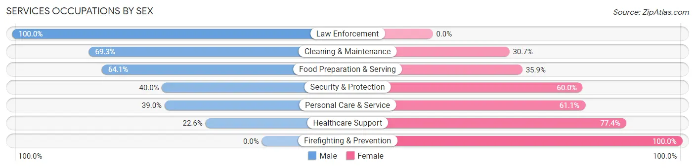 Services Occupations by Sex in Zip Code 63103