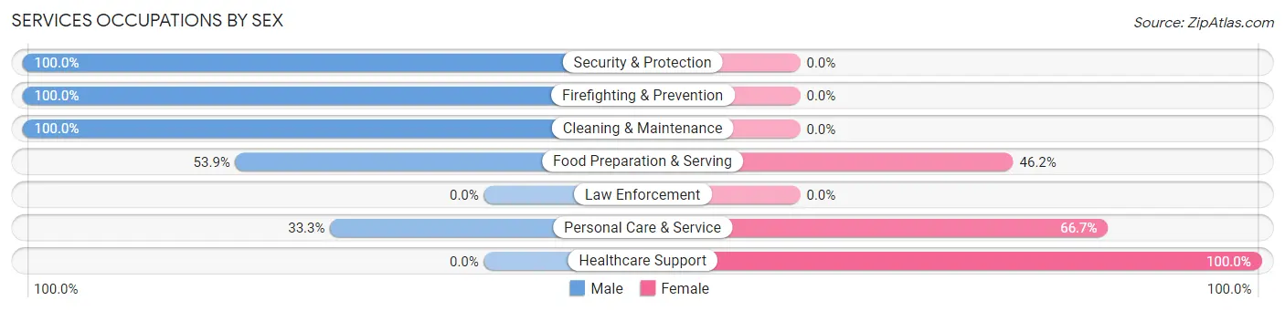 Services Occupations by Sex in Zip Code 63117