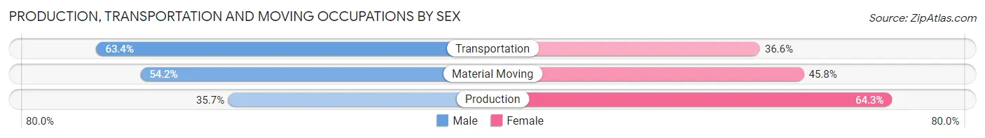 Production, Transportation and Moving Occupations by Sex in Zip Code 63121