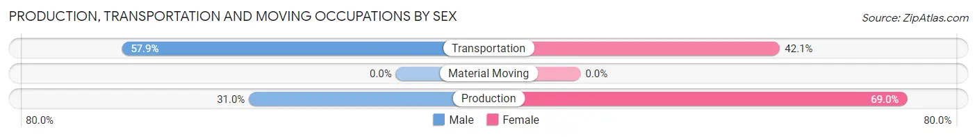 Production, Transportation and Moving Occupations by Sex in Zip Code 63124