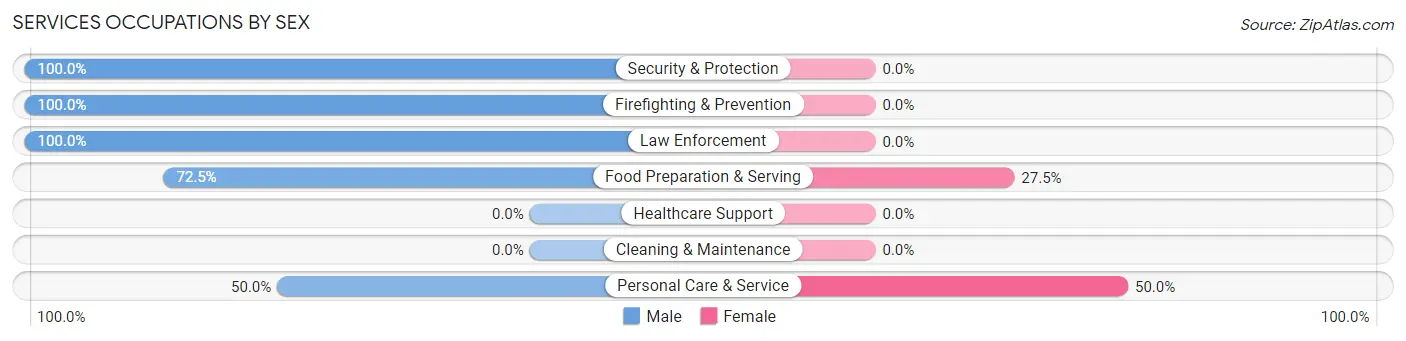 Services Occupations by Sex in Zip Code 63124