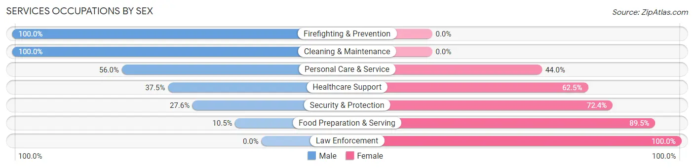Services Occupations by Sex in Zip Code 63127