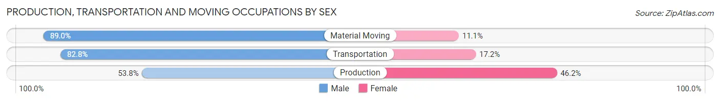 Production, Transportation and Moving Occupations by Sex in Zip Code 63130