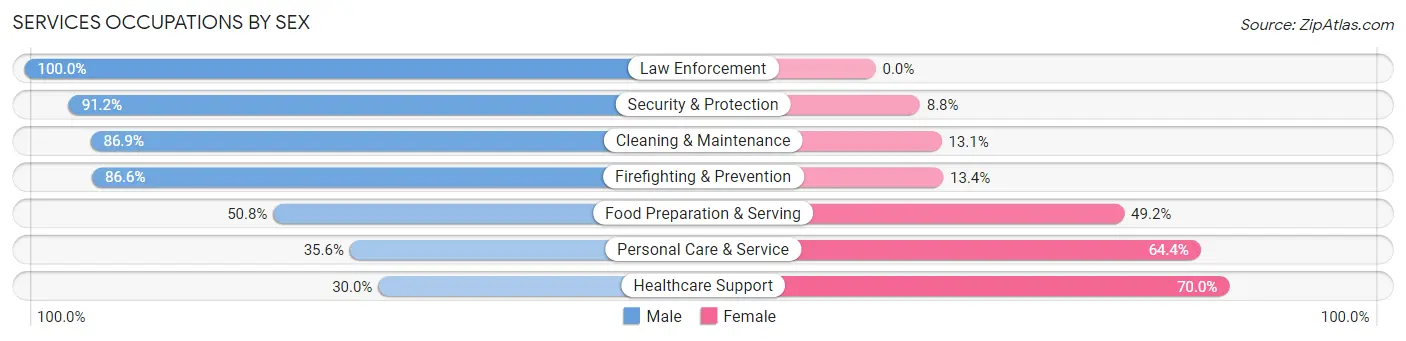 Services Occupations by Sex in Zip Code 63130