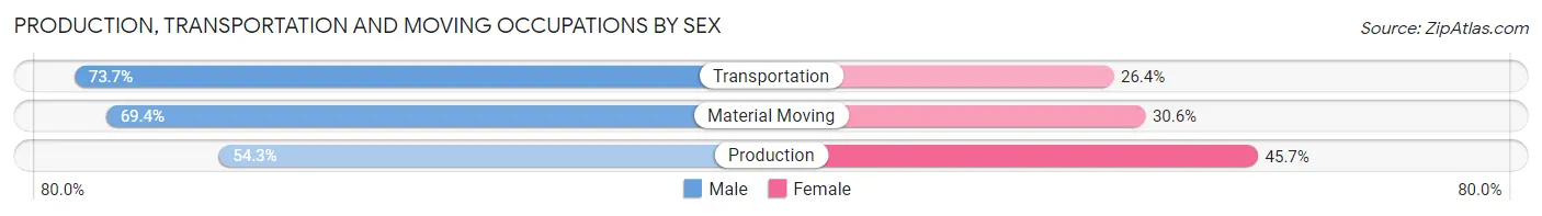 Production, Transportation and Moving Occupations by Sex in Zip Code 63133