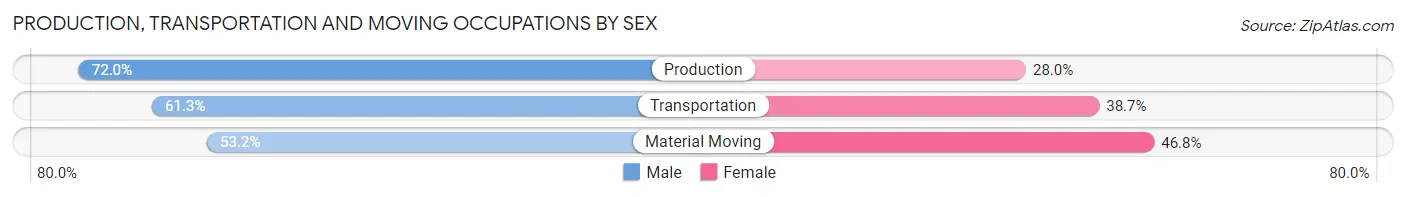Production, Transportation and Moving Occupations by Sex in Zip Code 63134