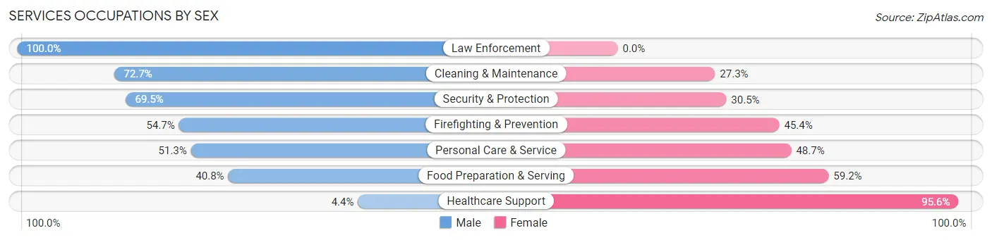 Services Occupations by Sex in Zip Code 63134