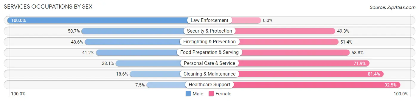 Services Occupations by Sex in Zip Code 63137