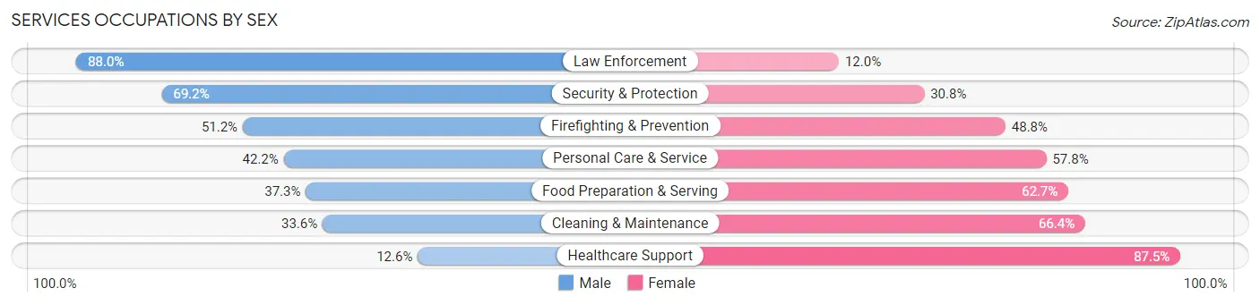 Services Occupations by Sex in Zip Code 63138