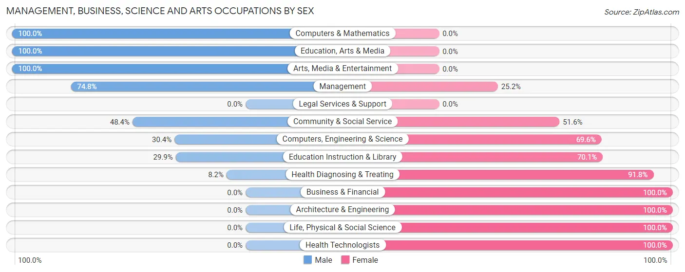 Management, Business, Science and Arts Occupations by Sex in Zip Code 63343