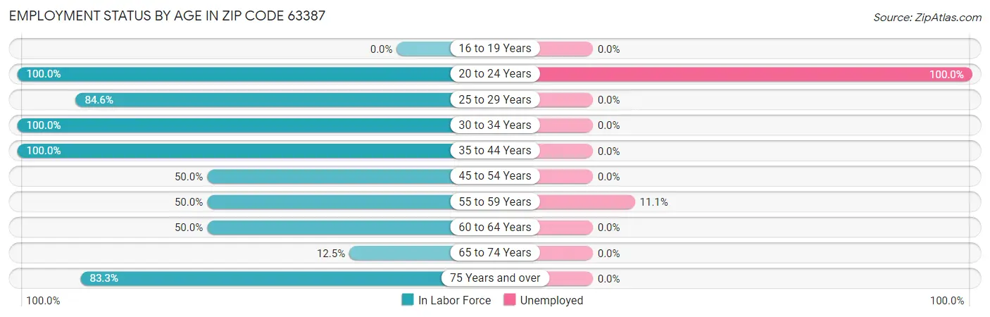 Employment Status by Age in Zip Code 63387