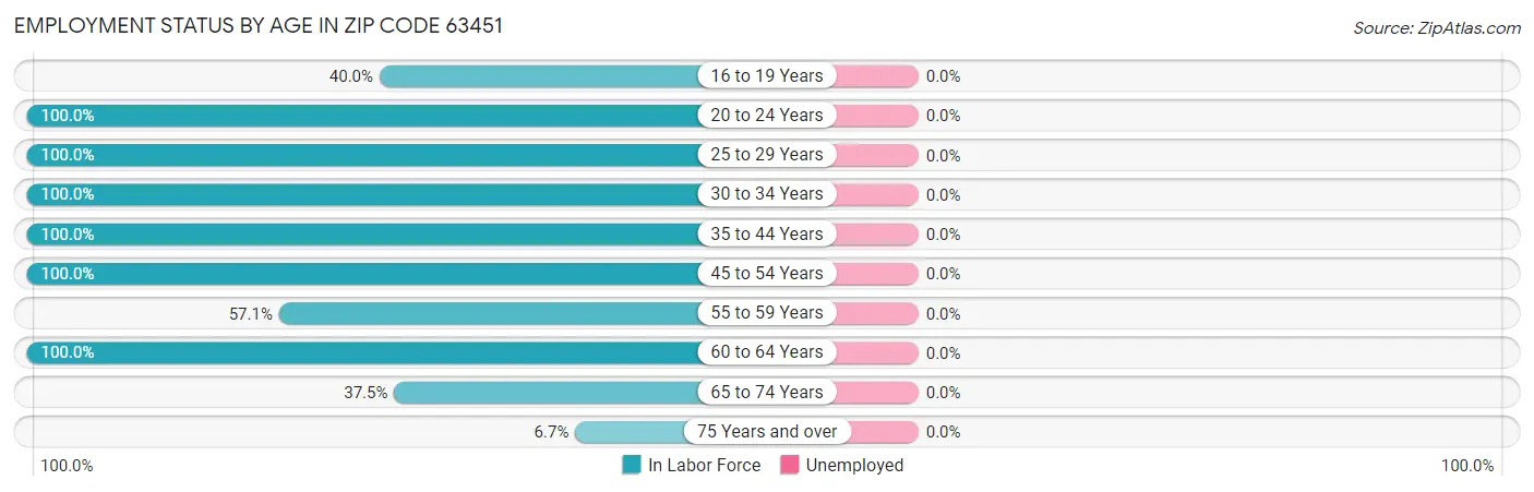 Employment Status by Age in Zip Code 63451