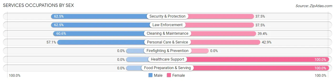 Services Occupations by Sex in Zip Code 63462