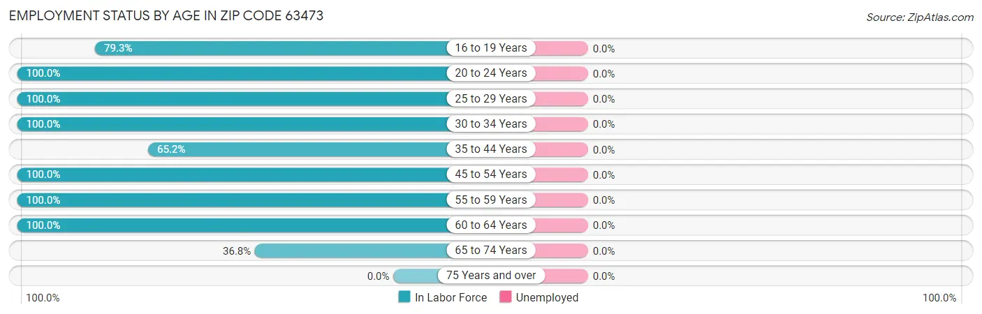 Employment Status by Age in Zip Code 63473