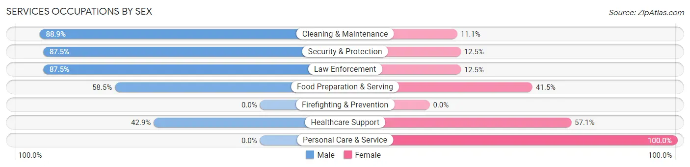 Services Occupations by Sex in Zip Code 63559