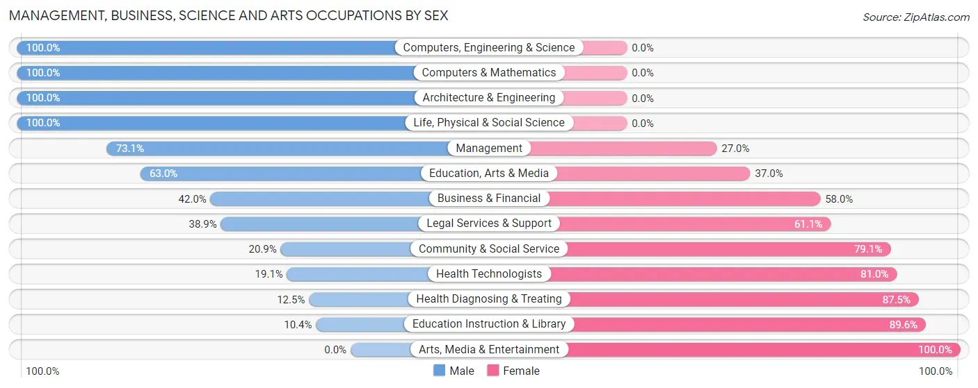 Management, Business, Science and Arts Occupations by Sex in Zip Code 63857