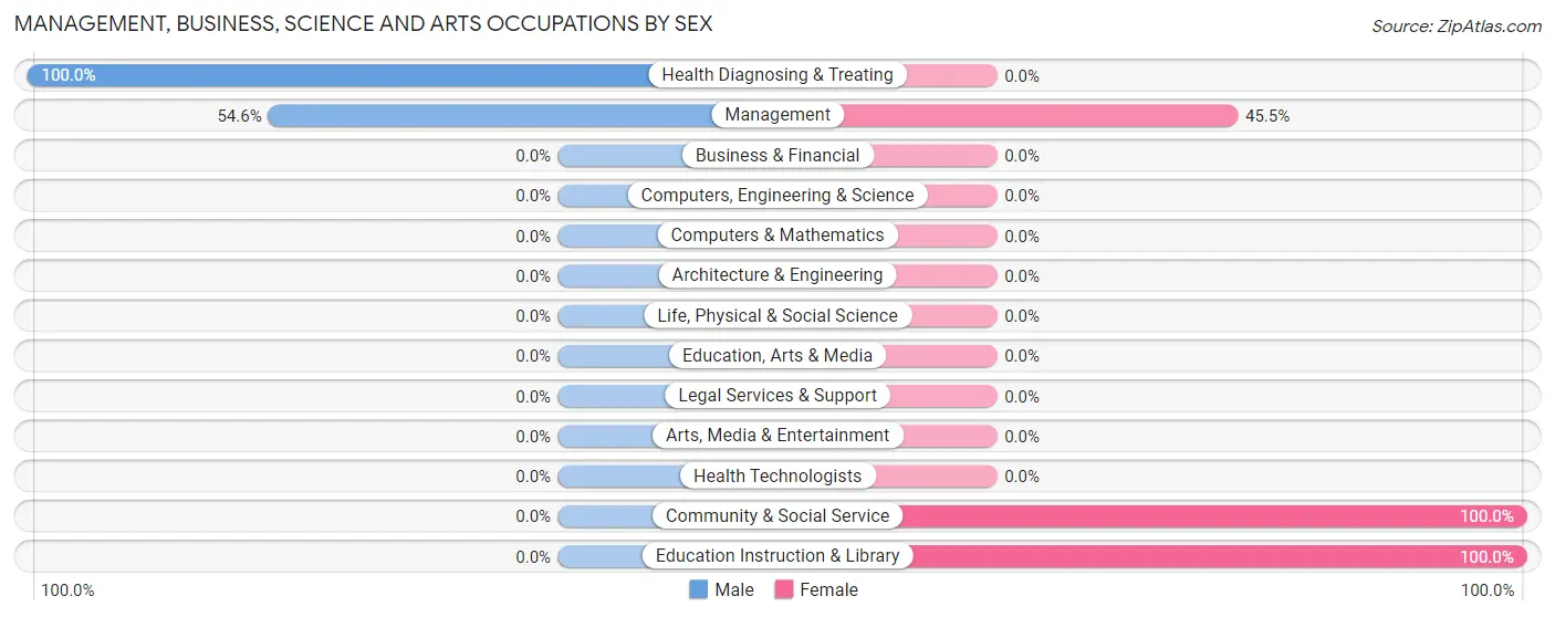Management, Business, Science and Arts Occupations by Sex in Zip Code 63882