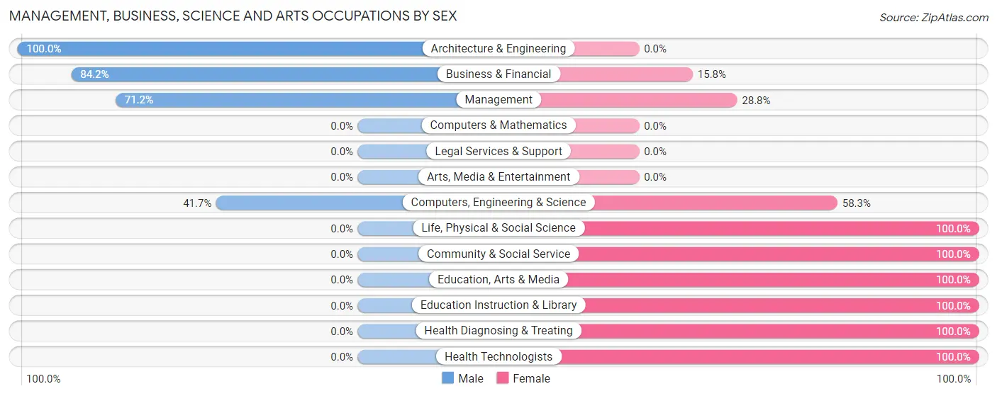 Management, Business, Science and Arts Occupations by Sex in Zip Code 63933