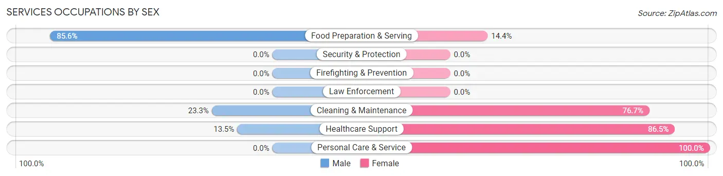 Services Occupations by Sex in Zip Code 64020