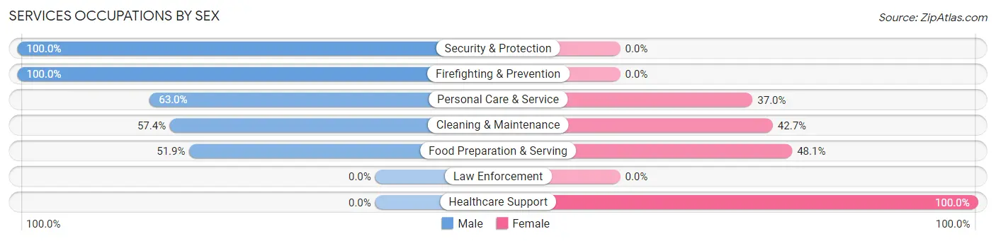 Services Occupations by Sex in Zip Code 64126