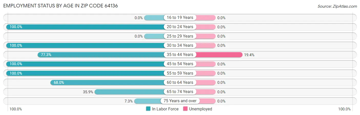 Employment Status by Age in Zip Code 64136