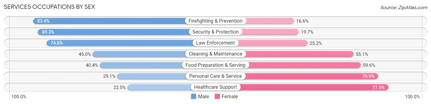 Services Occupations by Sex in Zip Code 64151