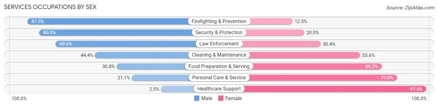 Services Occupations by Sex in Zip Code 64501