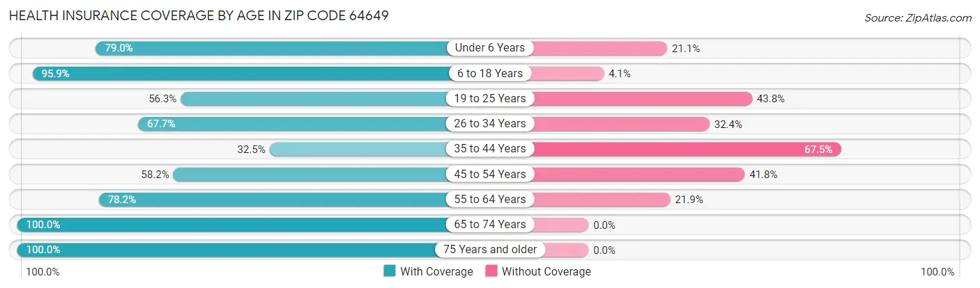 Health Insurance Coverage by Age in Zip Code 64649