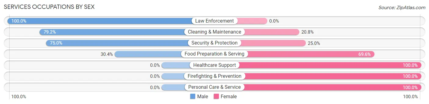 Services Occupations by Sex in Zip Code 64658