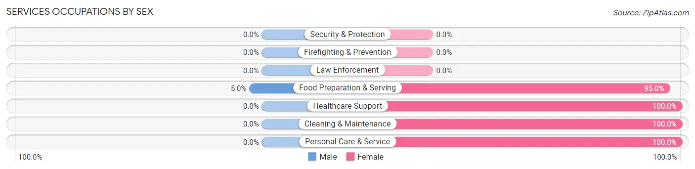 Services Occupations by Sex in Zip Code 64842