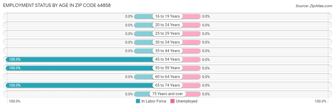 Employment Status by Age in Zip Code 64858