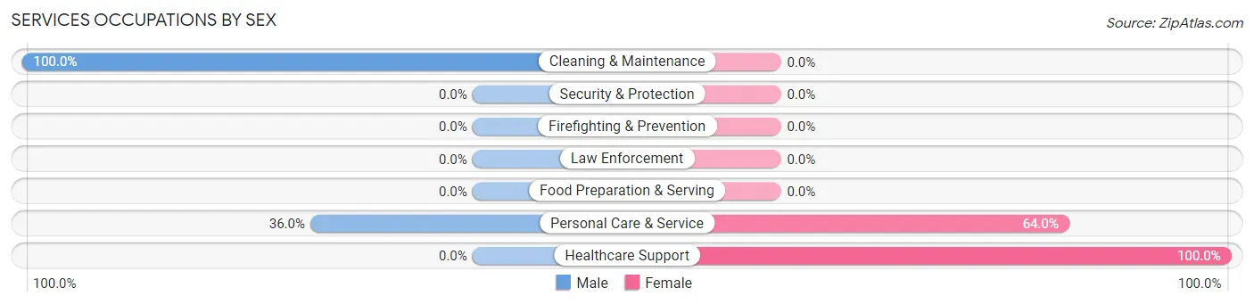 Services Occupations by Sex in Zip Code 64874