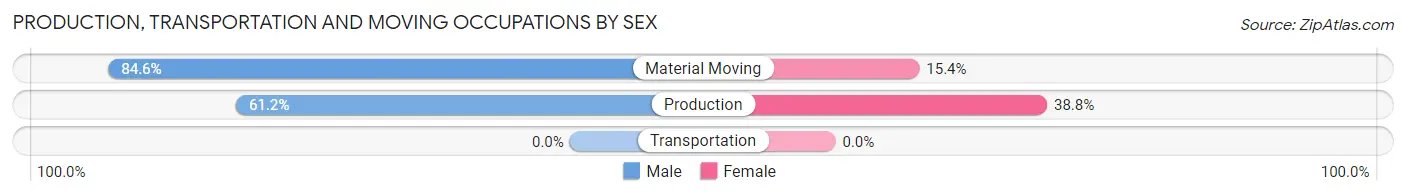 Production, Transportation and Moving Occupations by Sex in Zip Code 65244