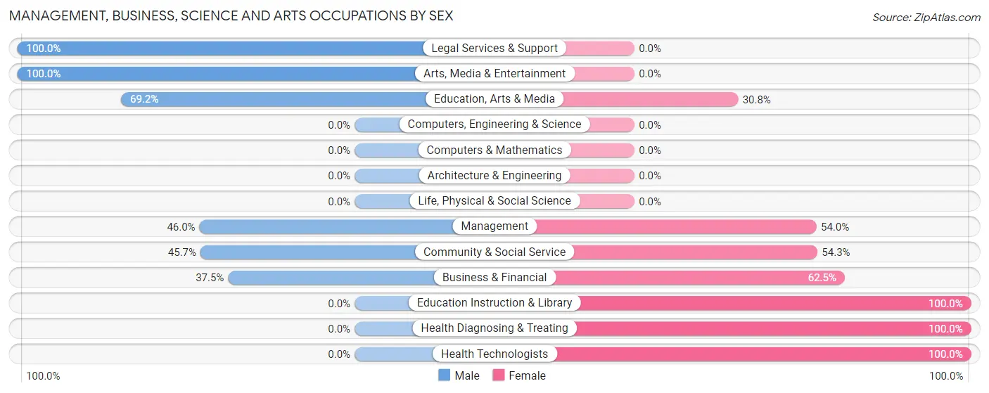 Management, Business, Science and Arts Occupations by Sex in Zip Code 65261
