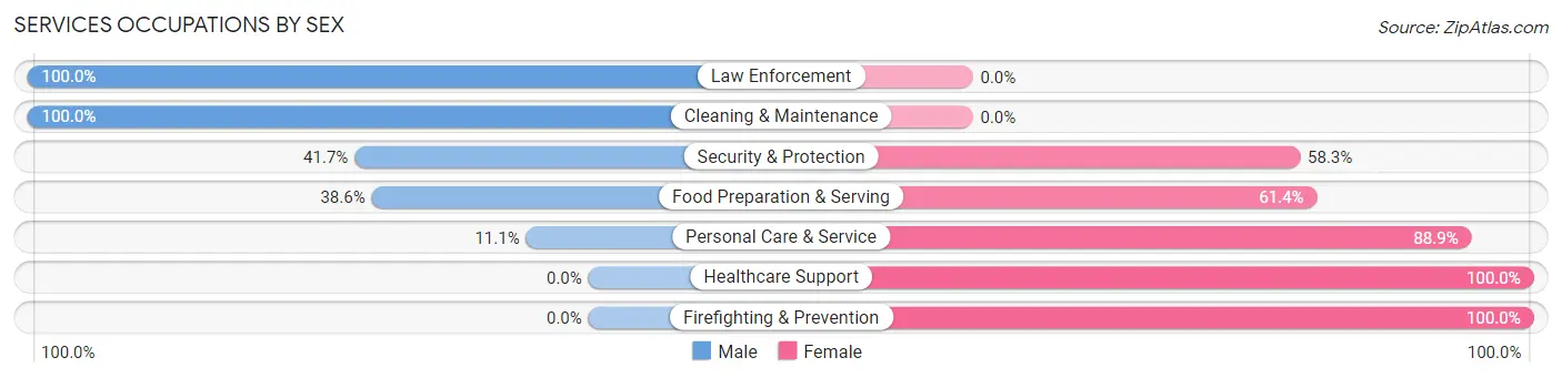 Services Occupations by Sex in Zip Code 65274