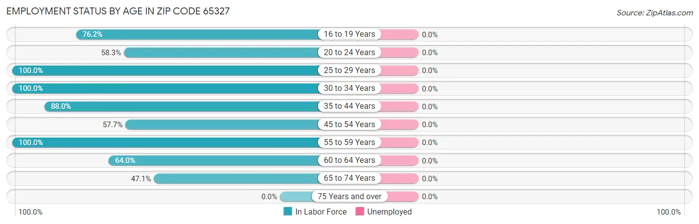 Employment Status by Age in Zip Code 65327
