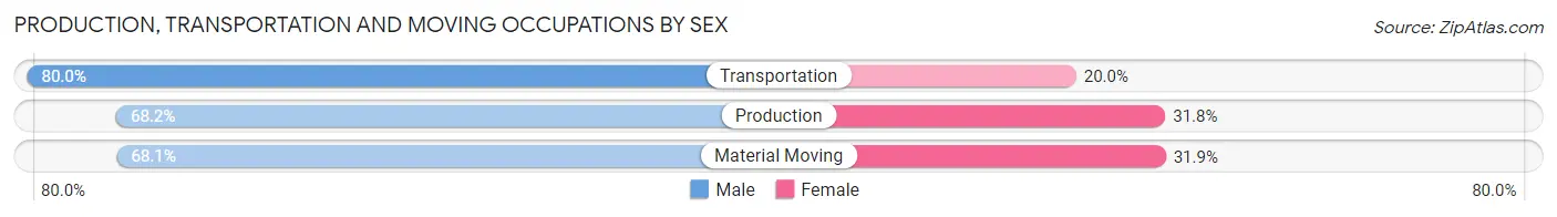 Production, Transportation and Moving Occupations by Sex in Zip Code 65550