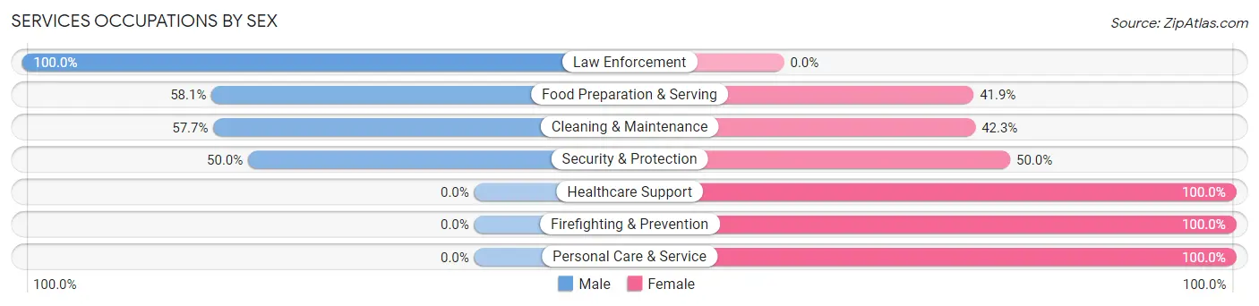 Services Occupations by Sex in Zip Code 65550