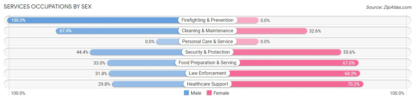 Services Occupations by Sex in Zip Code 65552