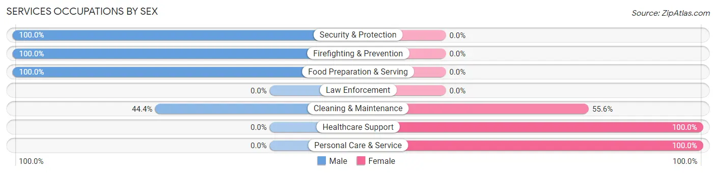 Services Occupations by Sex in Zip Code 65588